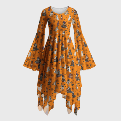 Pagewings Halloween Bookish Reading Bell Sleeve Dress