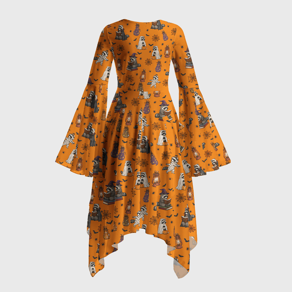Pagewings Halloween Bookish Reading Bell Sleeve Dress