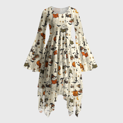 Pagewings Ghosts Love Reading Bell Sleeve Dress