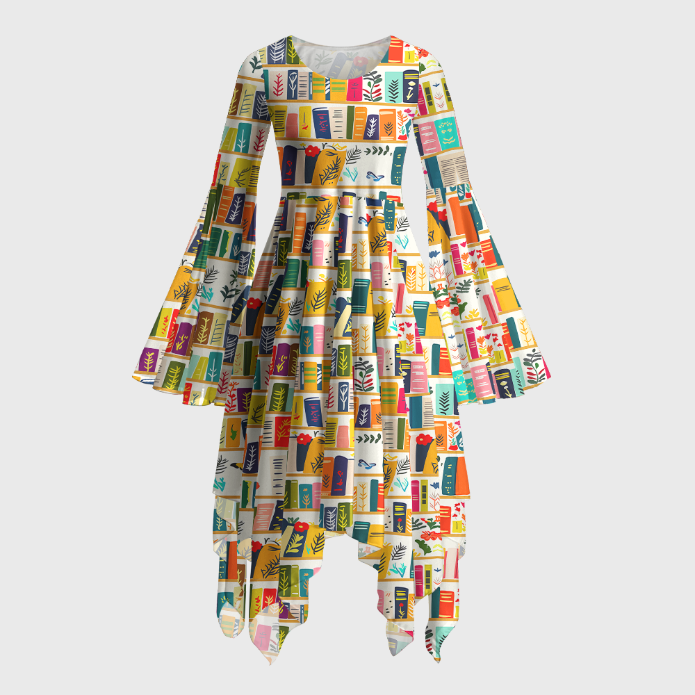 Pagewings Book Lover Bell Sleeve Dress