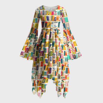 Pagewings Book Lover Bell Sleeve Dress