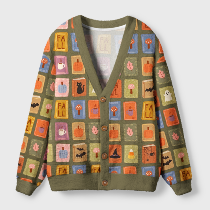Pagewings Autumn Reading Light Knit Unisex Cardigan Sweaters