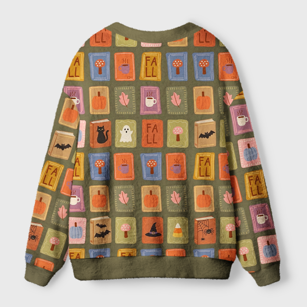 Pagewings Autumn Reading Light Knit Unisex Cardigan Sweaters
