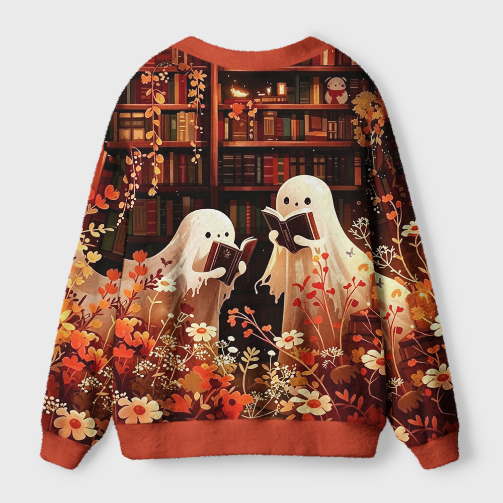 Pagewings Ghosts Love Reading Light Knit Unisex Cardigan Sweaters