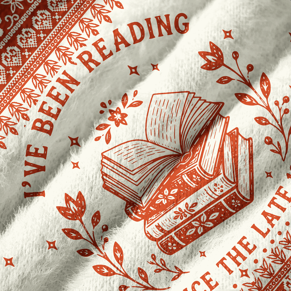 Pagewings Bookish Vibe Off Shoulder Ugly Knit Sweater