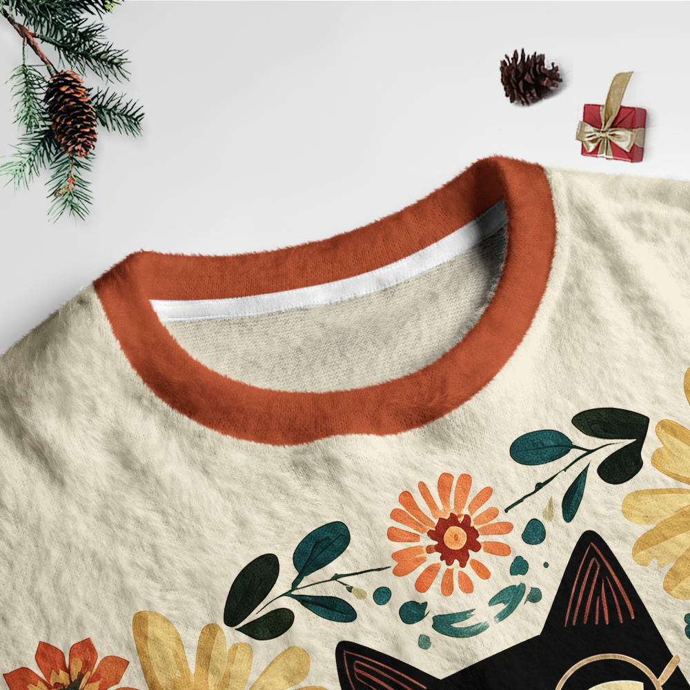Pagewings Cat Book Lover Unisex Ugly Light Knit Sweatshirt
