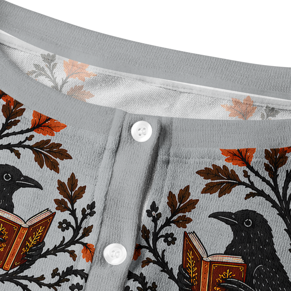 Pagewings Reading Crow Crew Neck Cardigan Sweaters
