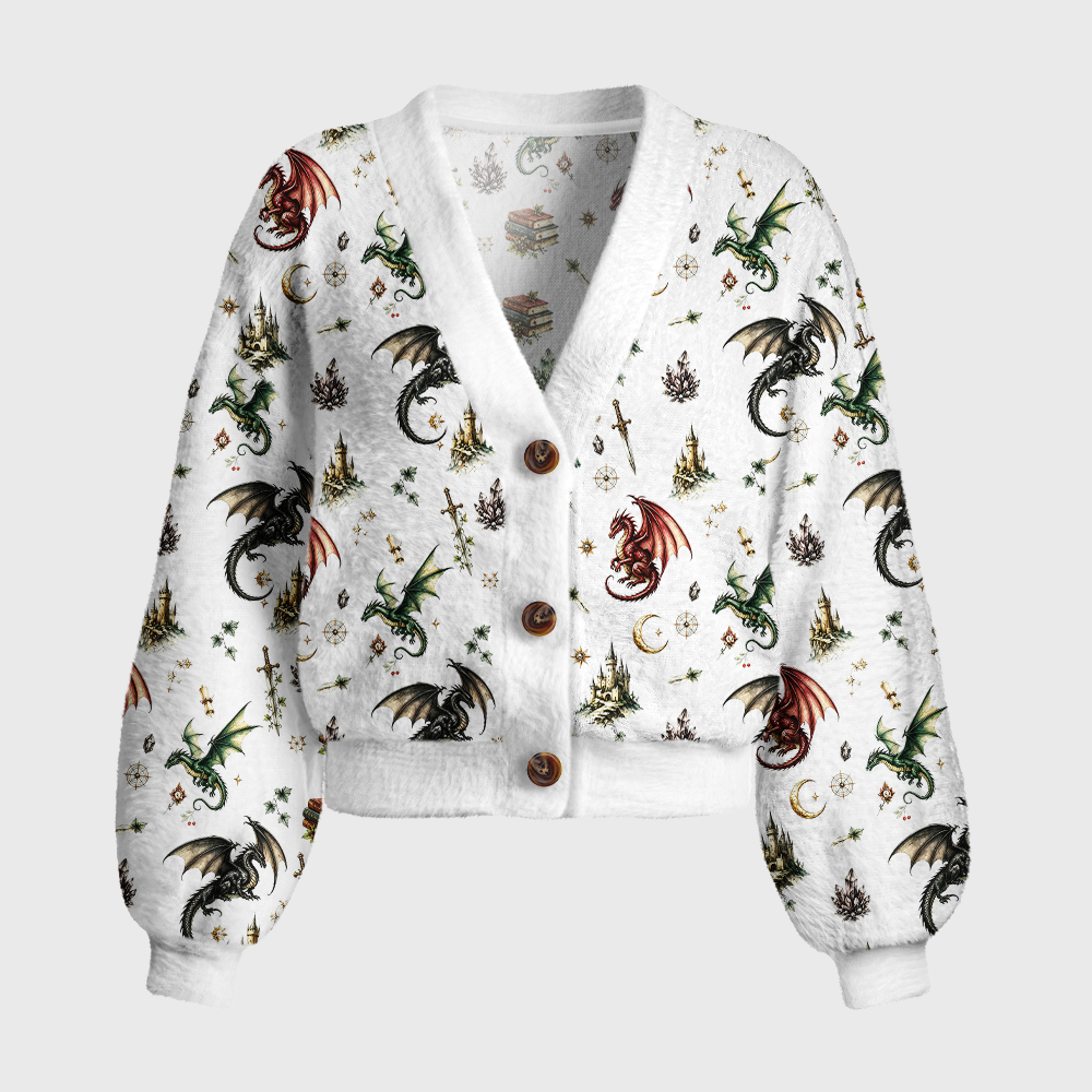 Pagewings Book Dragon Women's Cardigan Sweater