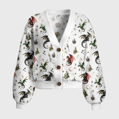 Pagewings Book Dragon Women's Cardigan Sweater