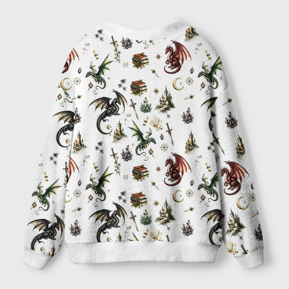 Pagewings Book Dragon Light Knit Unisex Cardigan Sweaters