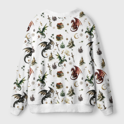 Pagewings Book Dragon Light Knit Unisex Cardigan Sweaters