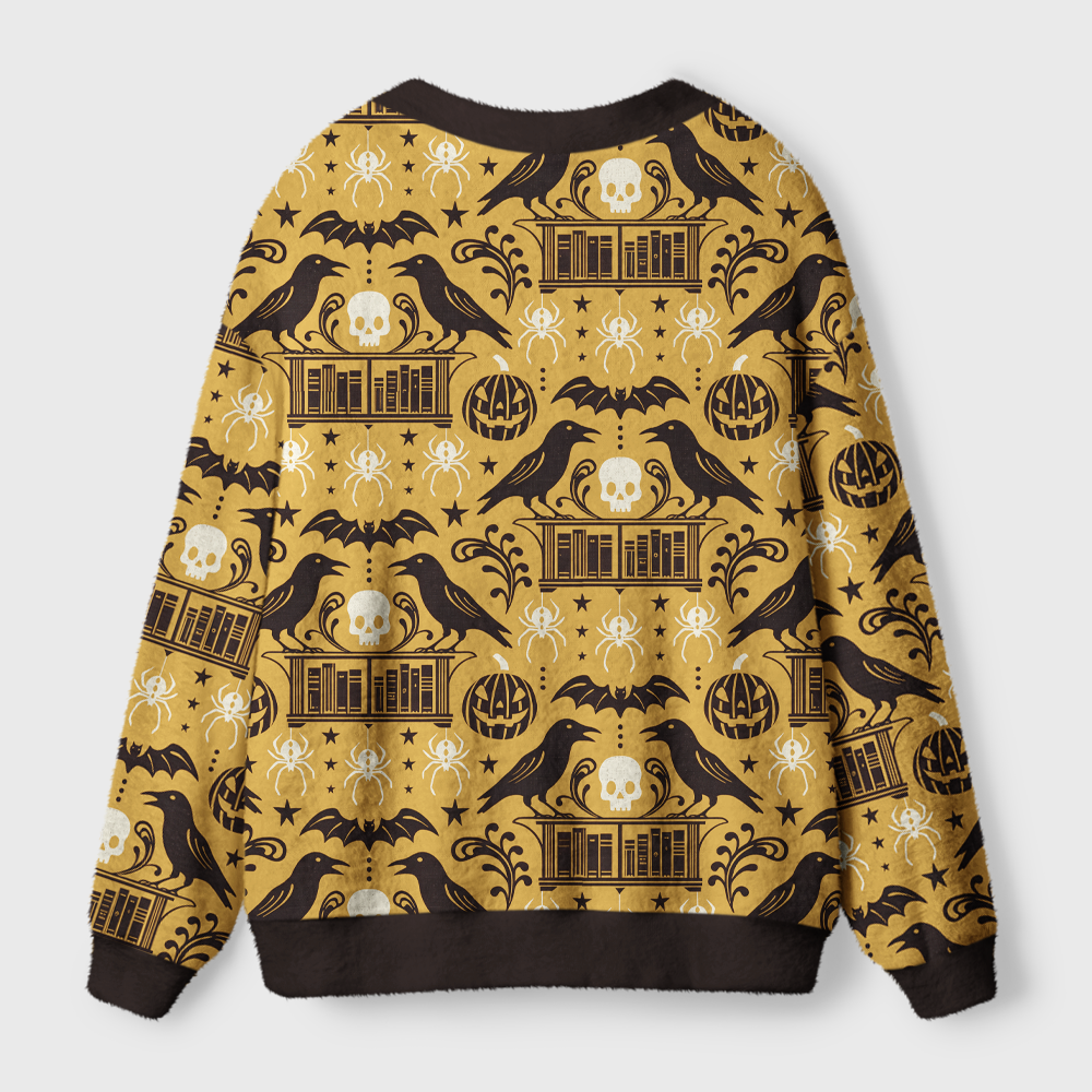 Pagewings Reading Crow Light Knit Unisex Cardigan Sweaters
