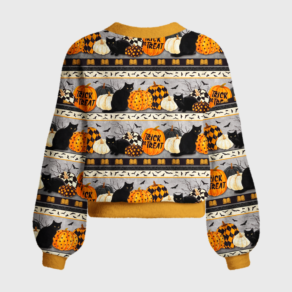 Pagewings Pumpkin cat Women's Cardigan Sweater