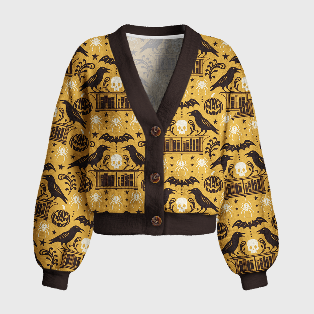 Pagewings Reading Crow Women's Cardigan Sweater