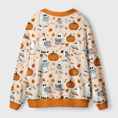 Pagewings Halloween Bookish Light Knit Unisex Cardigan Sweaters