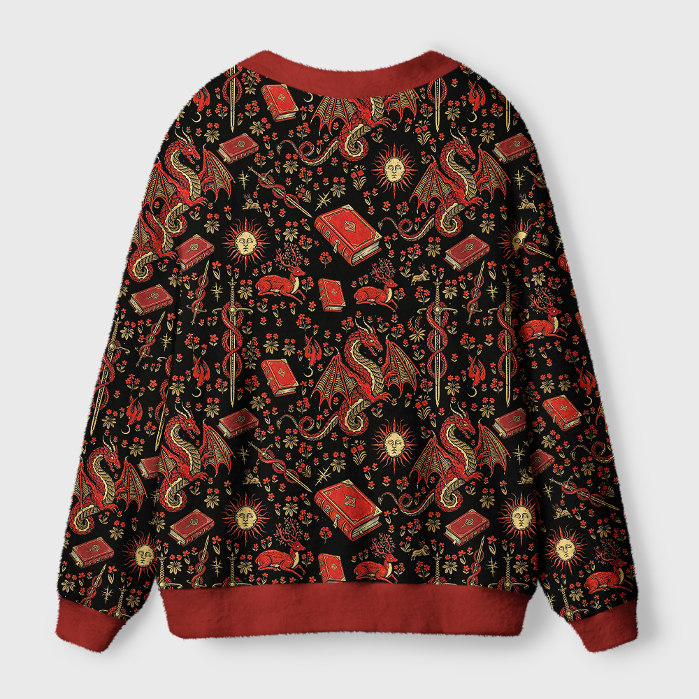 Pagewings Book Dragon Light Knit Unisex Cardigan Sweaters