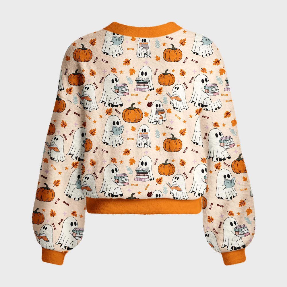 Pagewings Halloween Bookish Women's Cardigan Sweater