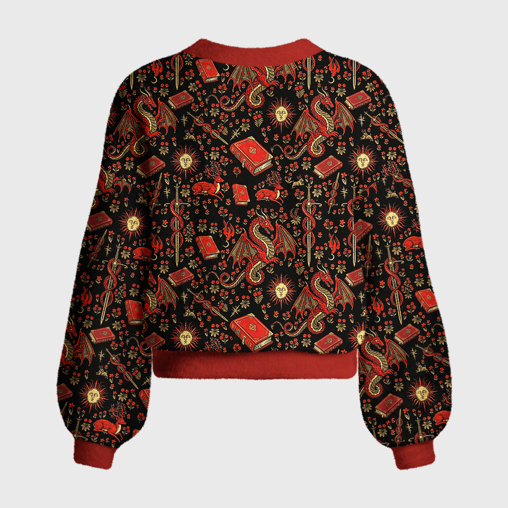 Pagewings Book Dragon Women's Cardigan Sweater