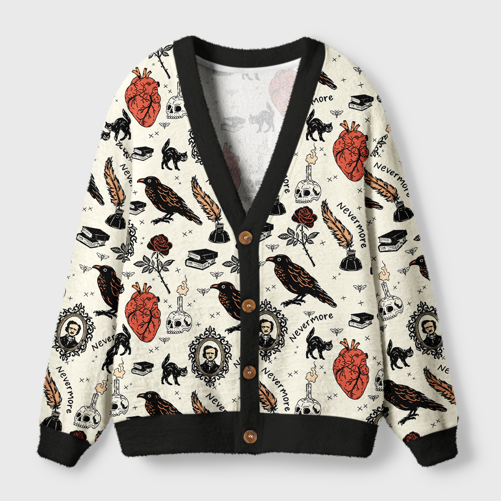 Pagewings Reading Crow Light Knit Unisex Cardigan Sweaters