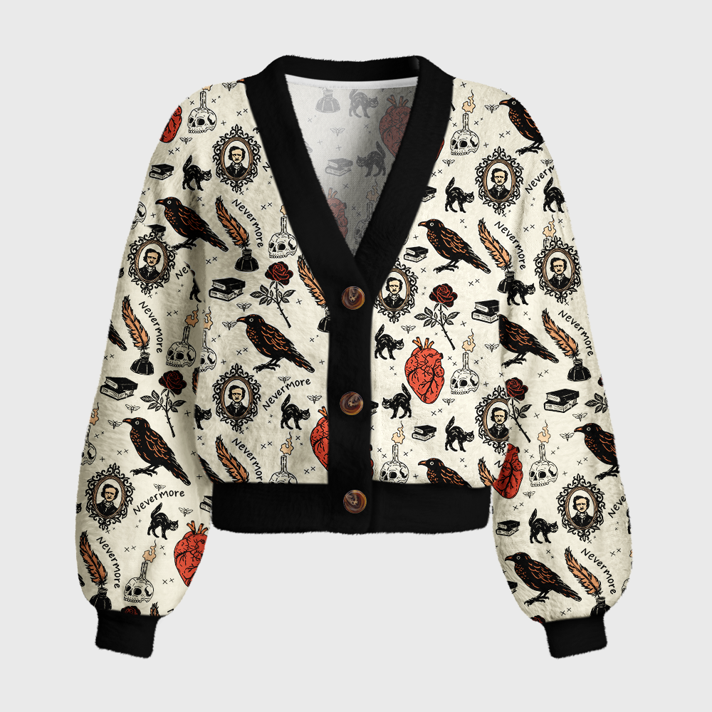 Pagewings Reading Crow Women's Cardigan Sweater