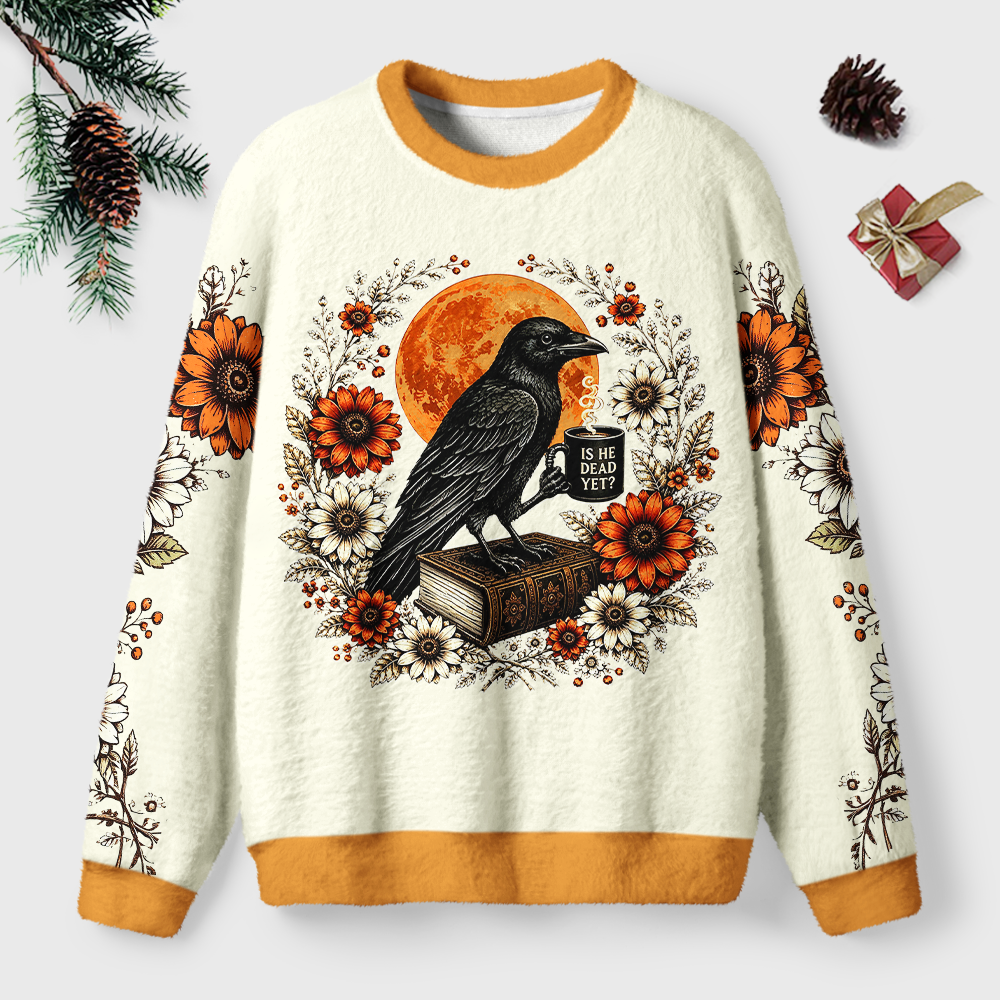 Pagewings Reading Crow Unisex Ugly Light Knit Sweatshirt
