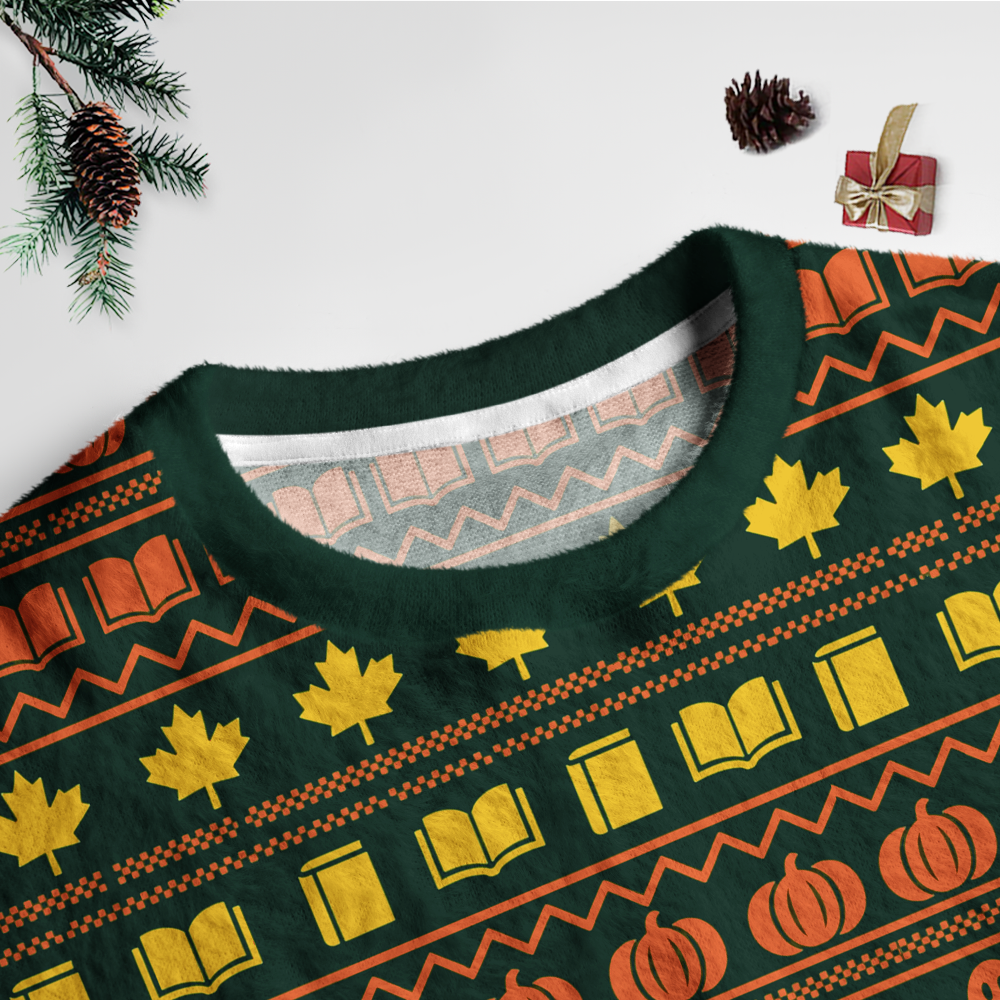 Pagewings Halloween Bookish Unisex Ugly Light Knit Sweatshirt