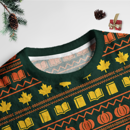 Pagewings Halloween Bookish Unisex Ugly Light Knit Sweatshirt