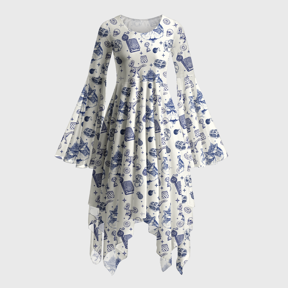 Pagewings Sci-Fi Book Lover Bell Sleeve Dress