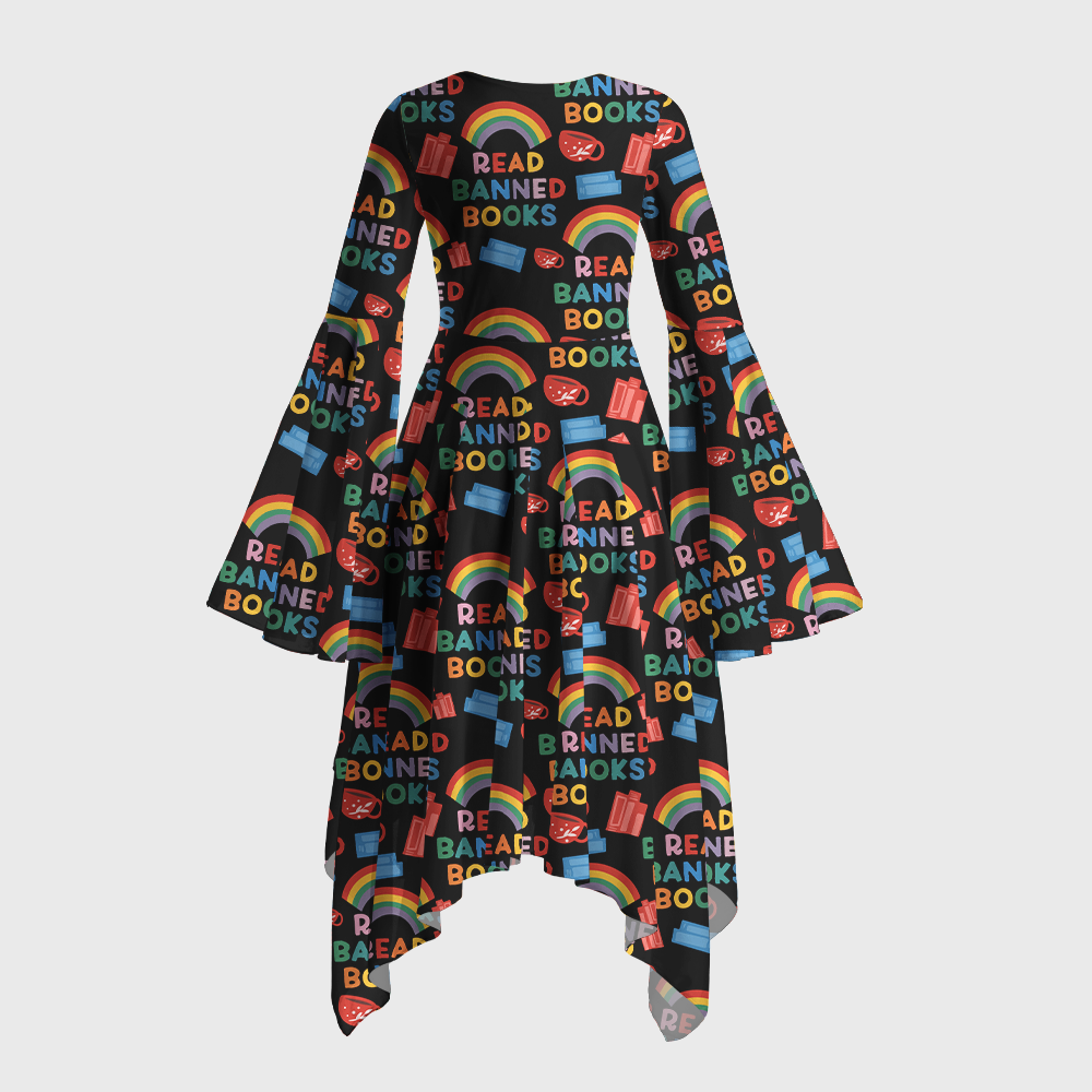 Pagewings Read Banned Books Bell Sleeve Dress