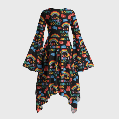 Pagewings Read Banned Books Bell Sleeve Dress