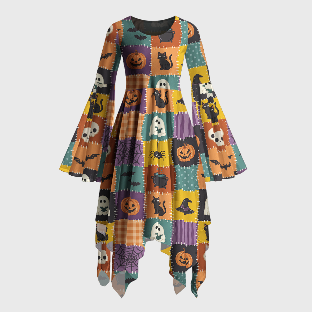 Pagewings Ghosts Love Reading Bell Sleeve Dress