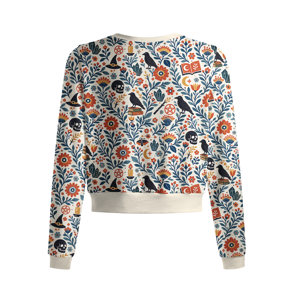 Pagewings Reading Crow Crew Neck Cardigan Sweaters