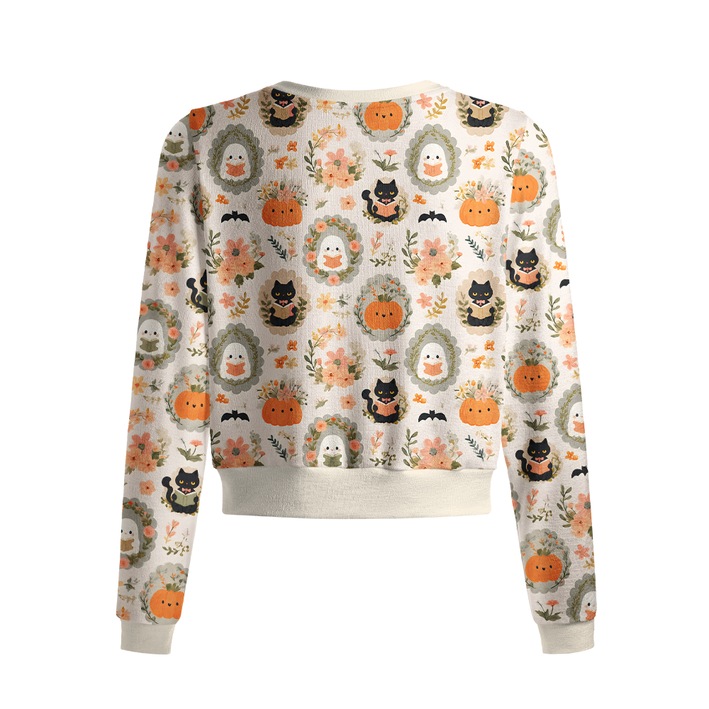 Pagewings Ghosts Love Reading Crew Neck Cardigan Sweaters