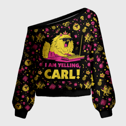 [Copy]Pagewings Book Dragon Off Shoulder Ugly Knit Sweater