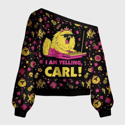 [Copy]Pagewings Book Dragon Off Shoulder Ugly Knit Sweater