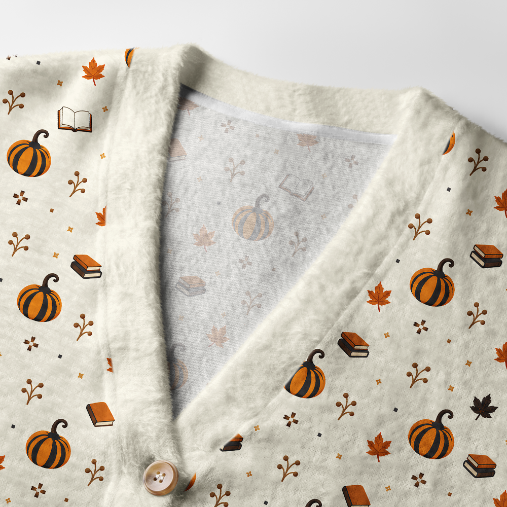 Pagewings Autumn Reading Light Knit Unisex Cardigan Sweaters