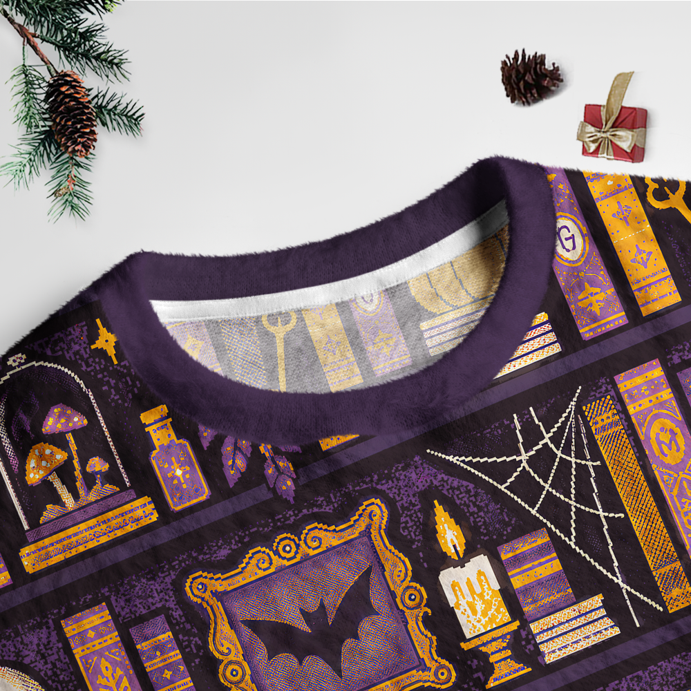 Pagewings Halloween Bookish Unisex Ugly Light Knit Sweatshirt