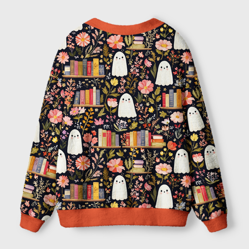 Pagewings Ghosts Love Reading Light Knit Unisex Cardigan Sweaters