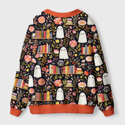 Pagewings Ghosts Love Reading Light Knit Unisex Cardigan Sweaters