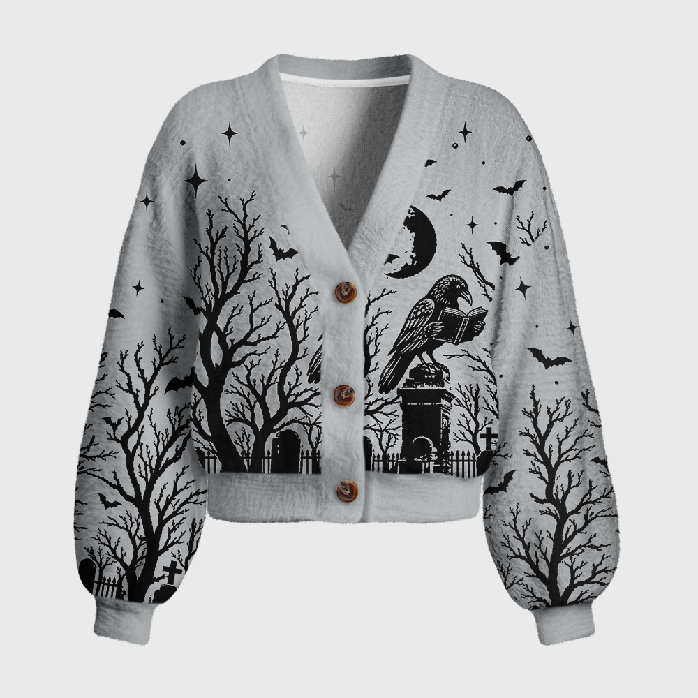 Pagewings Reading Crow Women's Cardigan Sweater