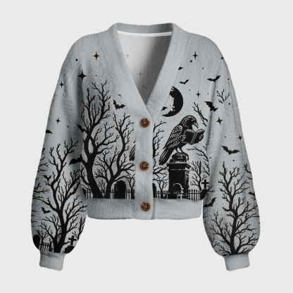 Pagewings Reading Crow Women's Cardigan Sweater