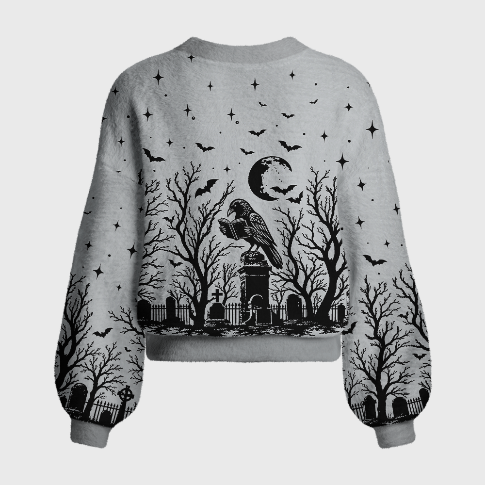 Pagewings Reading Crow Women's Cardigan Sweater