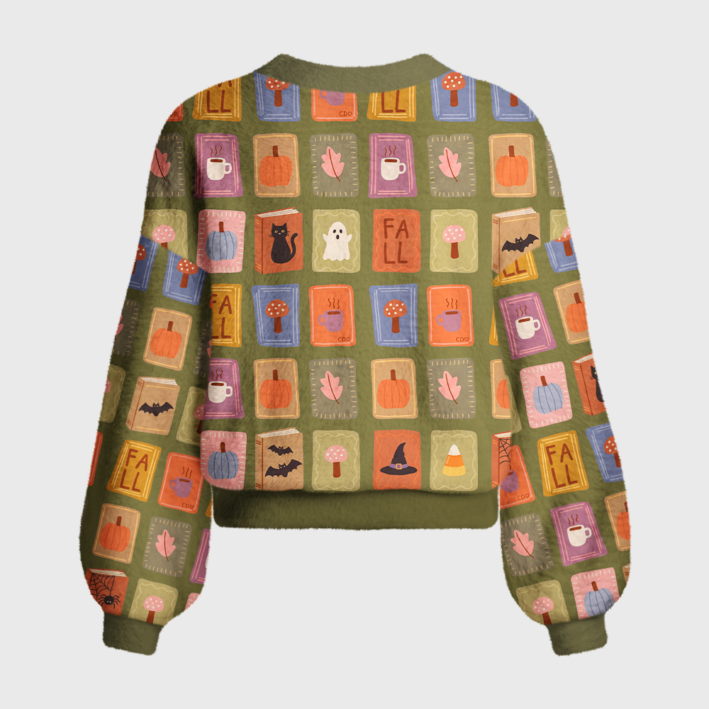 Pagewings Halloween Bookish Women's Cardigan Sweater