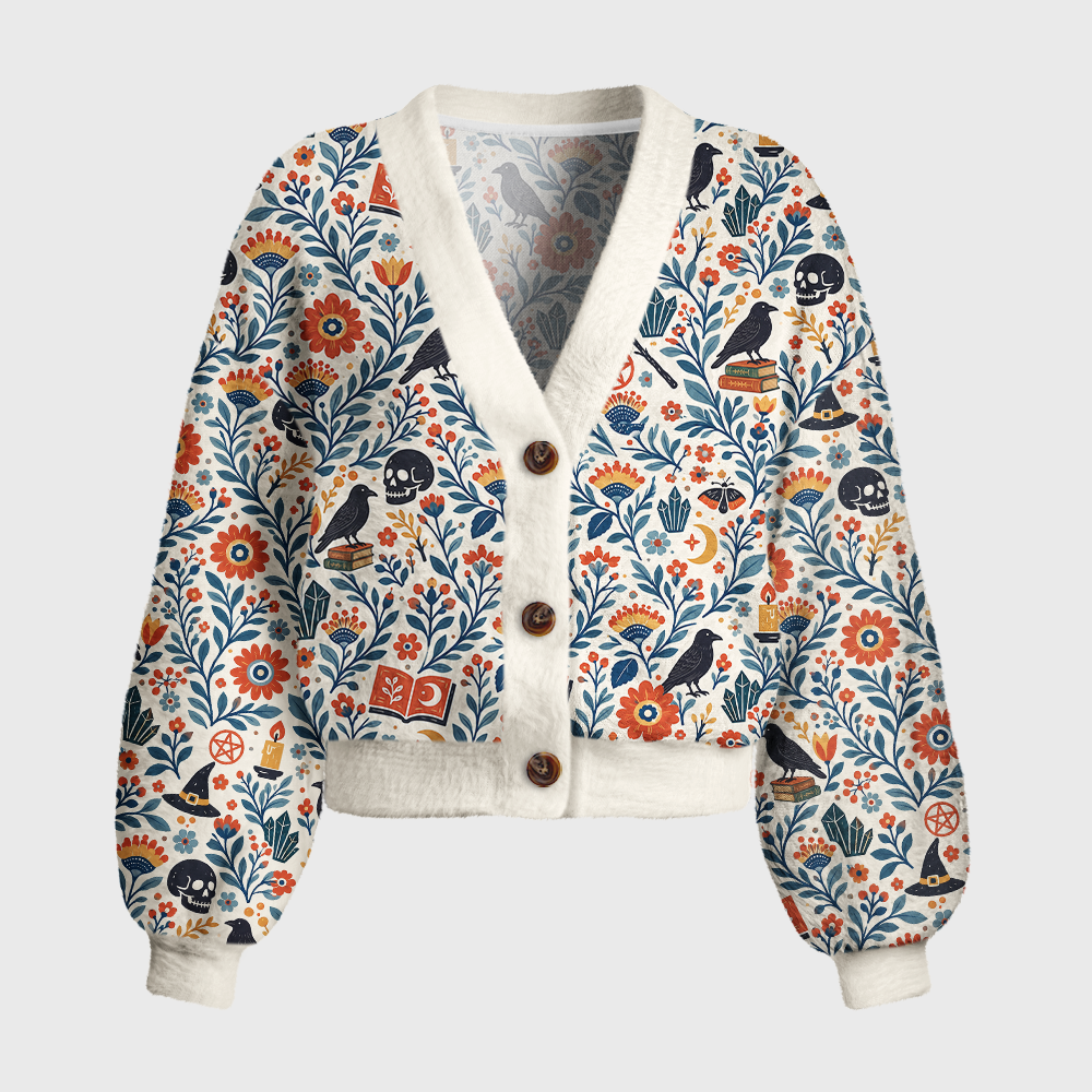 Pagewings Reading Crow Women's Cardigan Sweater