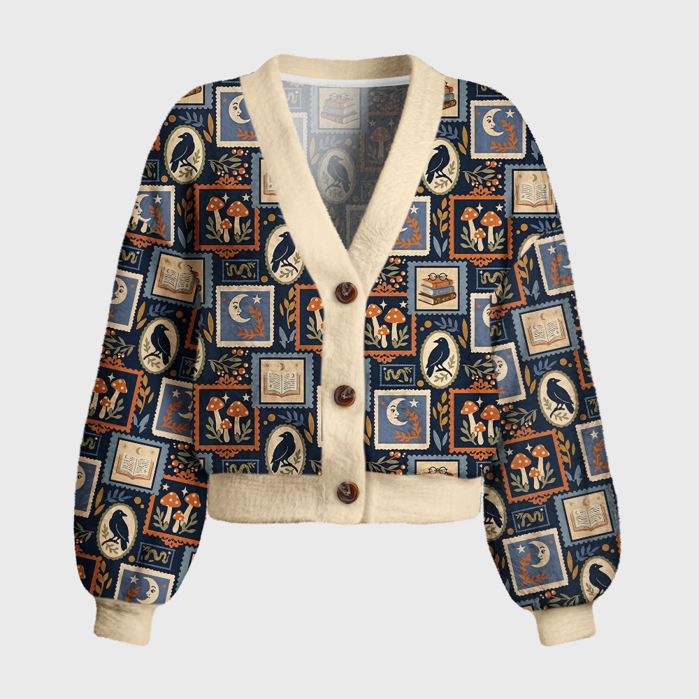 Pagewings Halloween Bookish Women's Cardigan Sweater