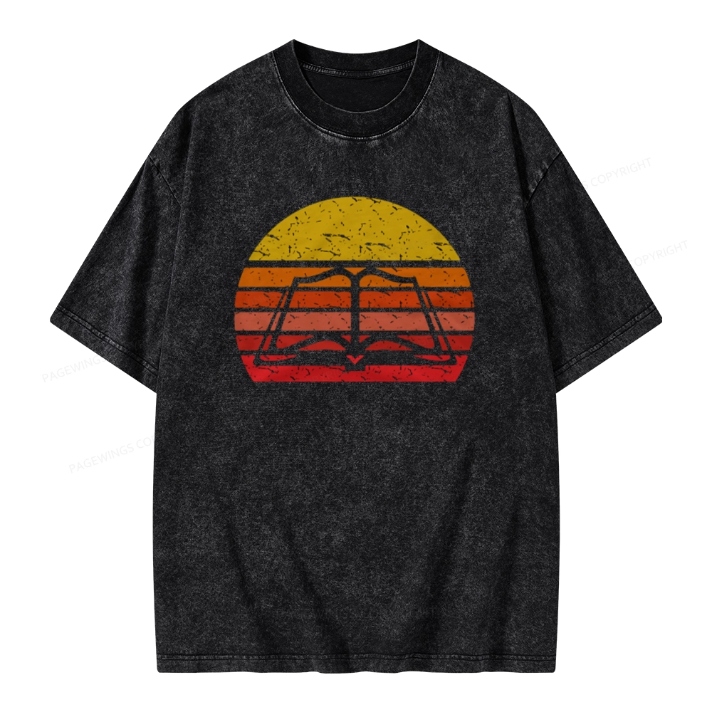 Pagewings Vintage Book Reading Lover Unisex Washed T-shirt