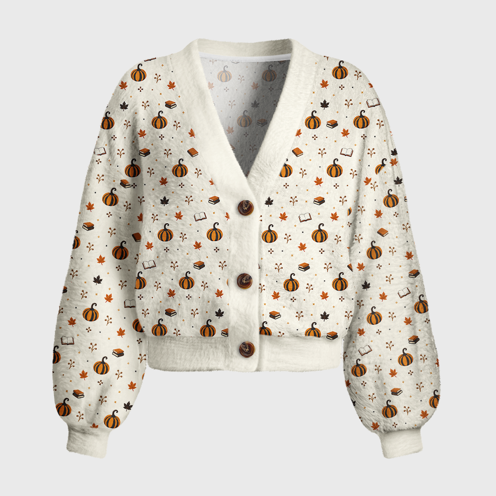 Pagewings Autumn Reading Women's Cardigan Sweater