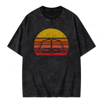 Pagewings Vintage Book Reading Lover Unisex Washed T-shirt