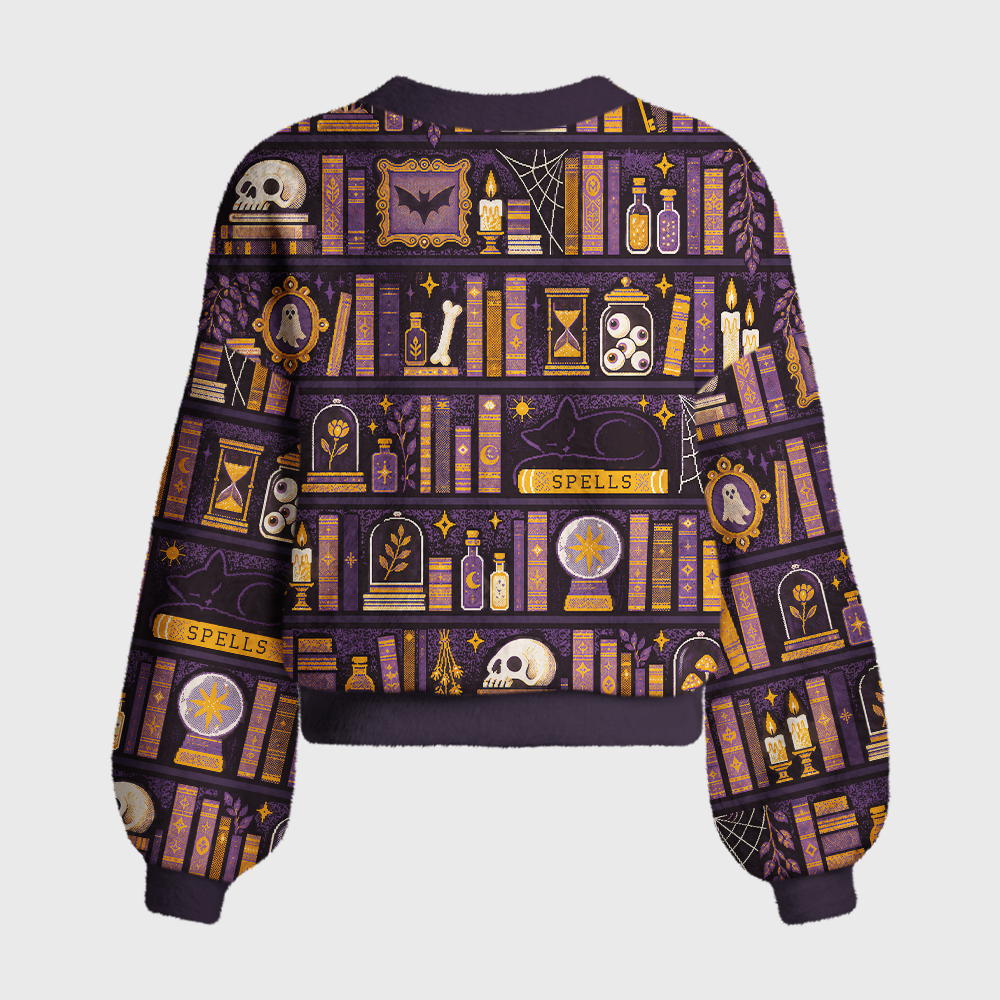 Pagewings Halloween Bookish Women's Cardigan Sweater