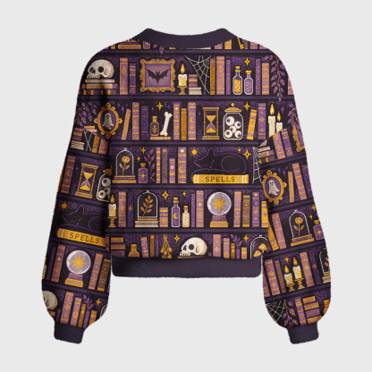 Pagewings Halloween Bookish Women's Cardigan Sweater